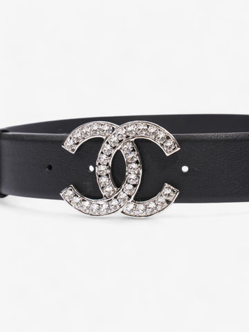 Chanel CC Crystal Belt Black / White Leather 70cm / 28"