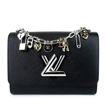 Louis Vuitto Twist MM Love Lock Charms Black Epi Leather Bag
