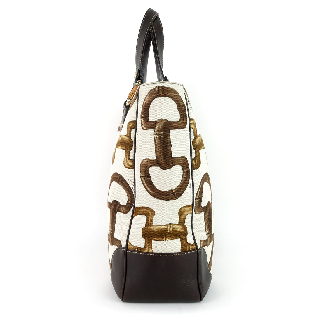 Gucci Bamboo Horsebit Print Canvas Tote Bag