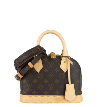 Louis Vuitto Alma BB Monogram Canvas Bag with Monogram Canvas Strap