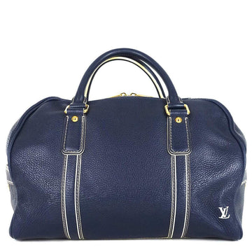 Louis Vuitto Navy Blue Leather Boston Bag