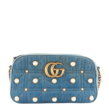 Gucci Pearly CS Marmont Small Denim Camera Bag