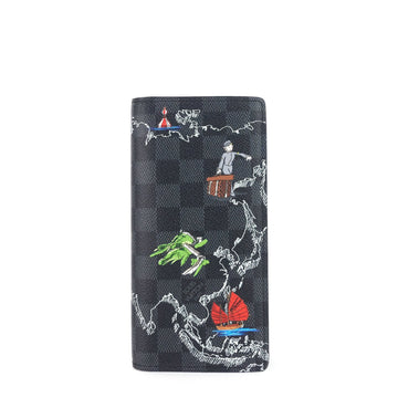 Louis Vuitto Brazza World Map Damier Graphite Canvas Wallet