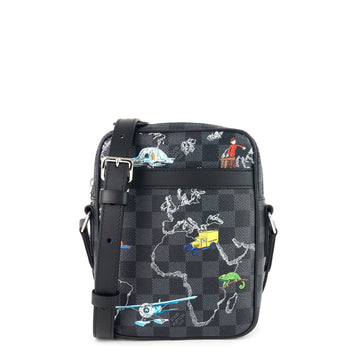Louis Vuitto Danube Slim PM World Map Damier Graphite Canvas Messenger Bag