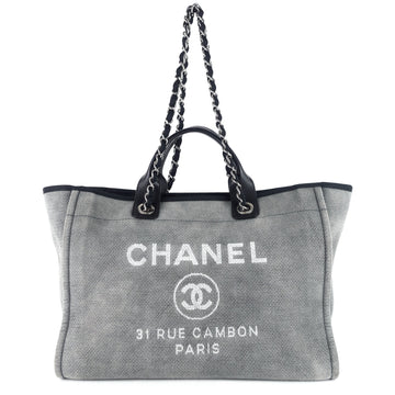 Chanel Deauville Medium Canvas Shopping Tote Bag