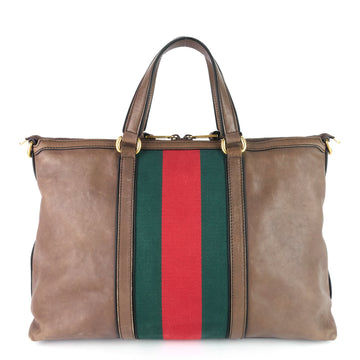 Gucci Raina Web Top Handle Medium Leather Bag