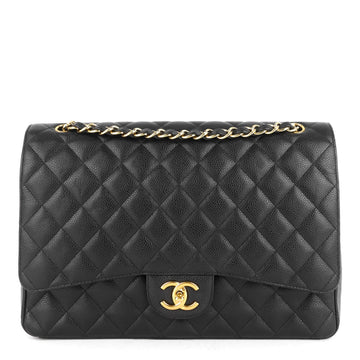 Chanel Double Flap Quilted Caviar Leather Bag