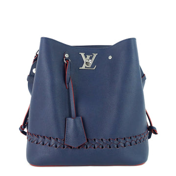 Louis Vuitto LockMe Calfskin Leather Braided Bucket Bag