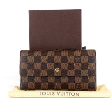 Louis Vuitto Porte Tresor International Damier Ebene Canvas Wallet