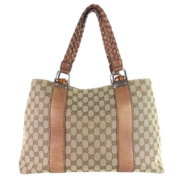 Gucci Libeccio Bamboo Bar Medium Canvas Tote Bag