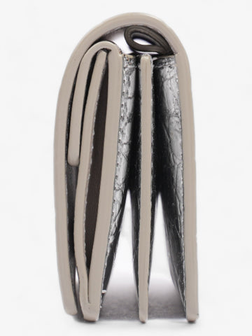 Burberry Jessie Card Holder Silver Embossed Leather