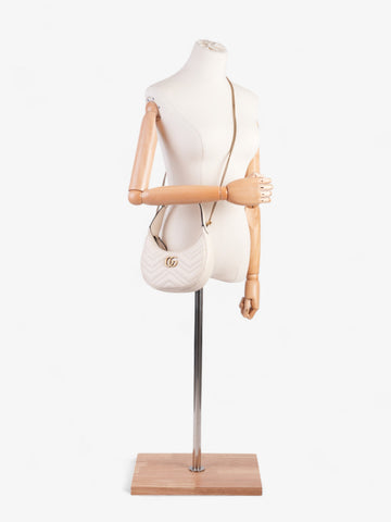 Gucci CS Marmont Shoulder Bag White Matelasse Leather Mini