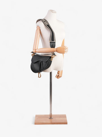 Christian Dior Saddle Bag Black Goatskin Leather