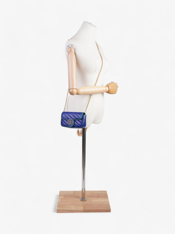 Gucci CS Marmont Blue / Green Matelasse Leather Super Mini