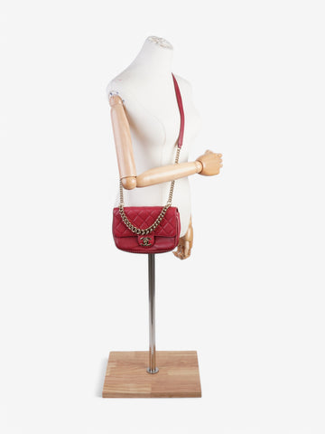 Chanel Small Studded Flap Bag Crimson Caviar Leather