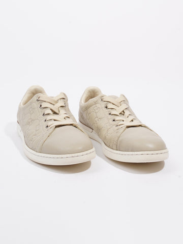Gucci CS Embossed Ace Beige Embossed Leather EU 37 UK 4