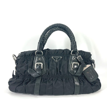 PRADA Handbag Nylon black Triangle logo plate Women Used