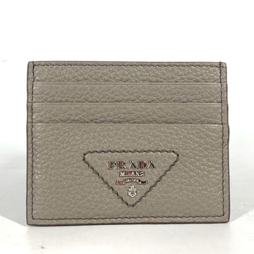 PRADA Card Case leather gray Triangle logo mens Used