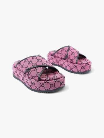 Gucci Crossover Platform Sandal Pink And Navy CS Supreme Canvas EU 36.5 UK 4.5