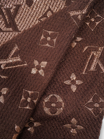 Louis Vuitton LogoMania Scarf Brown / Gold Wool