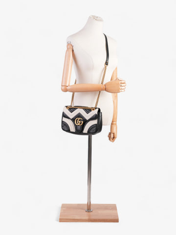 Gucci CS Marmont Black / White Matelasse Leather Small