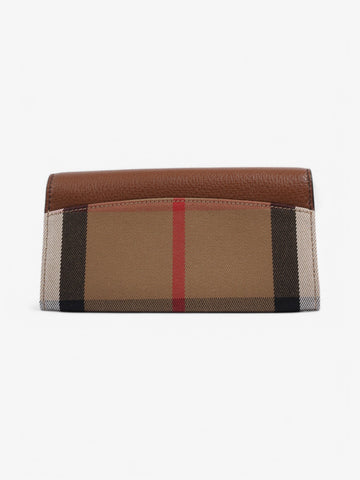 Burberry House Check and Leather Continental Wallet Brown / Beige Checkered Leather