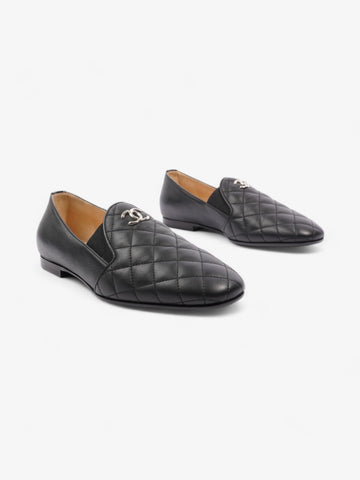 Chanel Mocassins Loafer Black Leather EU 38 UK 5
