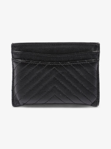 Chanel Chevron Card Holder Black Caviar Leather