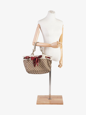 Gucci Positano Scarf Tote Beige And Ebony CS Supreme Canvas