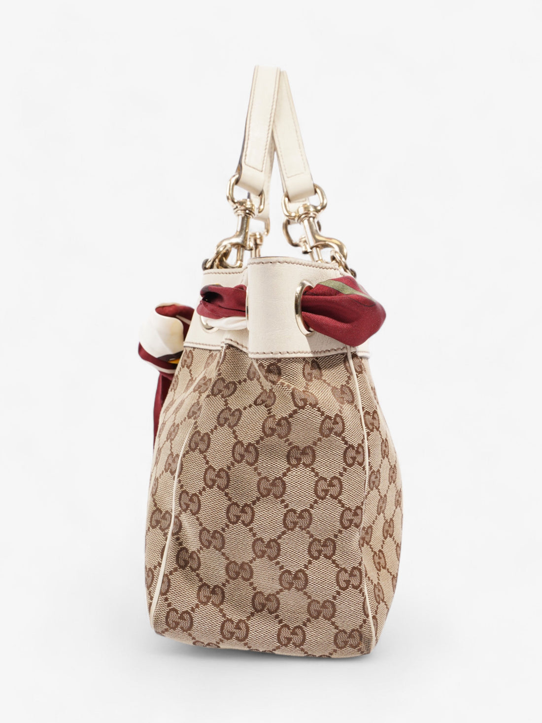 Gucci Positano Scarf Tote Beige And Ebony CS Supreme Canvas