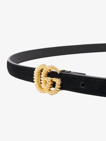 Gucci CS Marmont Thin Belt Black / Gold Suede 90cm / 36"