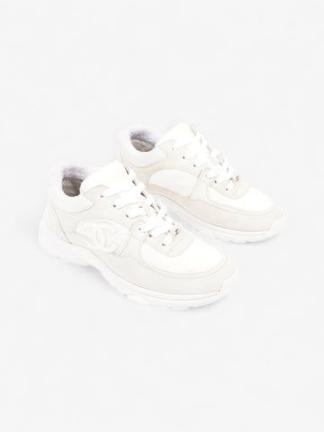 Chanel CC Logo Sneakers  White / Cream Suede EU 37.5 UK 4.5