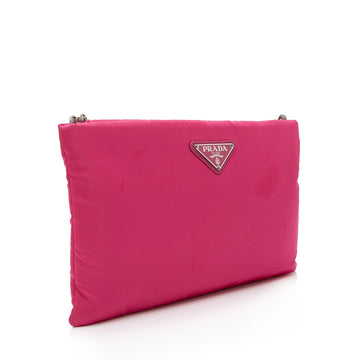 Prada Padded Nylon Large Chain Clutch (SHF-dHiVS9)