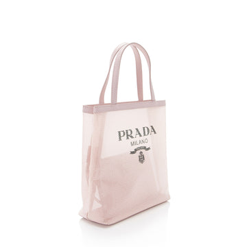 Prada Sequin Mesh Logo Small Tote