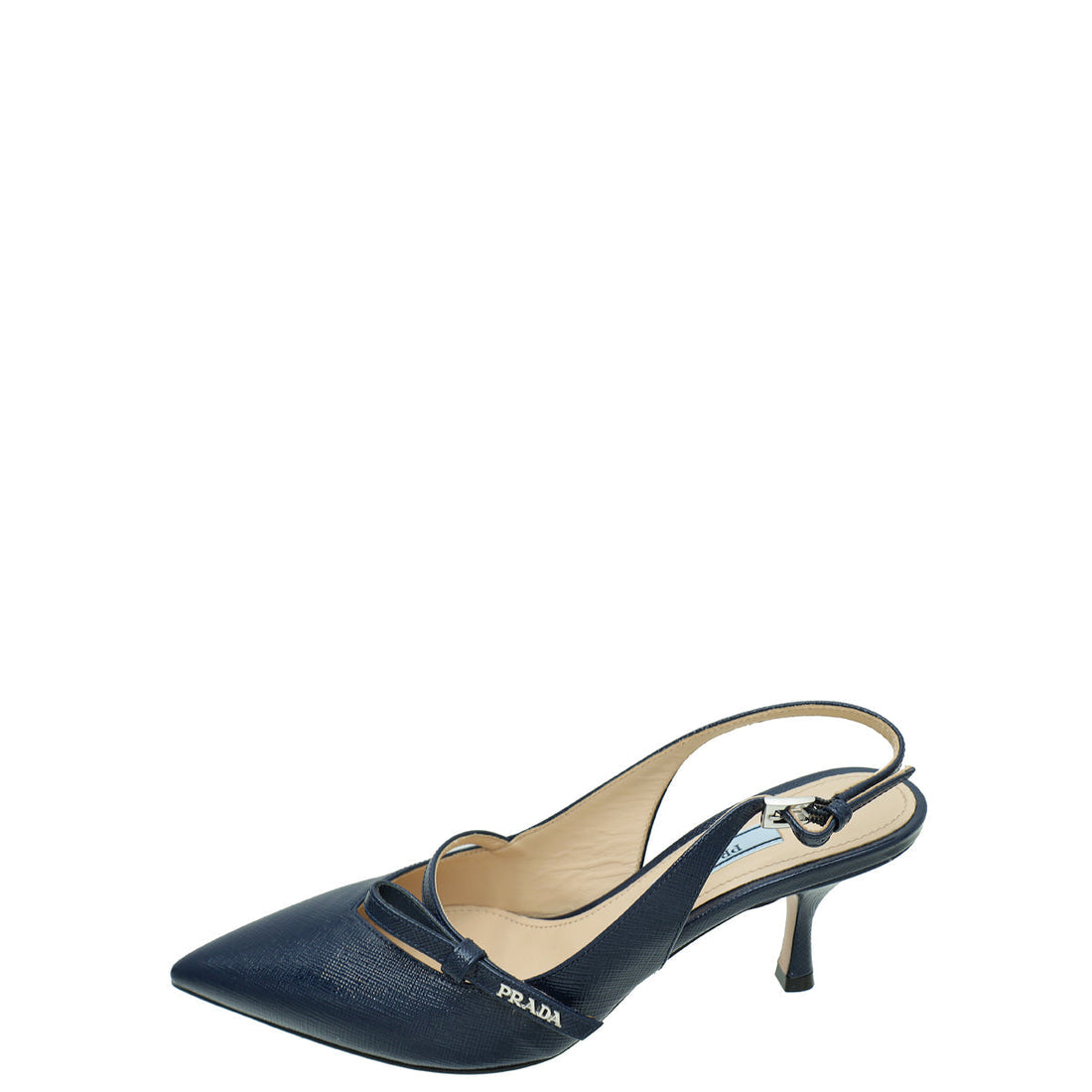 Prada Navy Blue Vernice Bow Slingback Pump 36