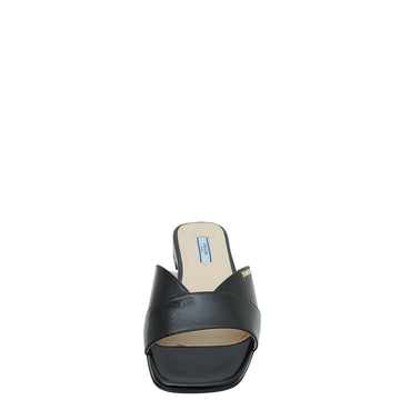 Prada Black Logo Vernice Slide Flat Sandal 36