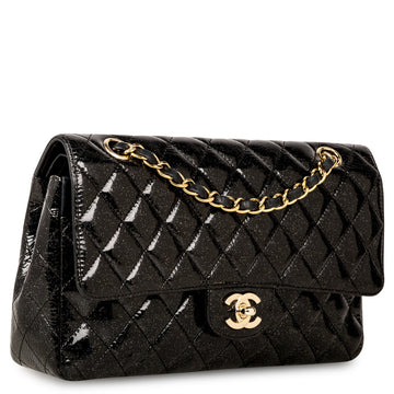 Chanel Classic Flap Bag - Medium - Patent Black Glitter