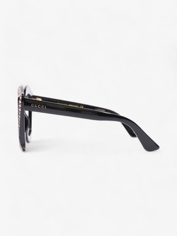 Gucci Crystal Cat Eye Sunglasses Black / Pink Acetate 140mm