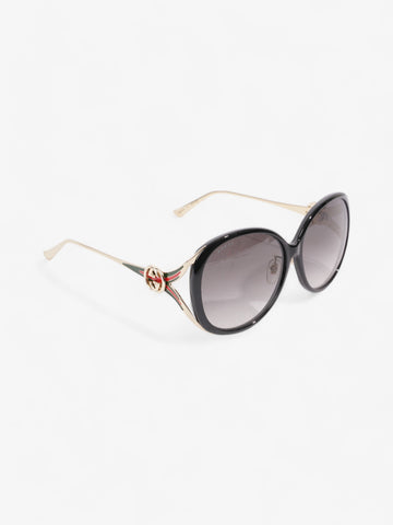 Gucci CS Web Sunglasses Black / Gold / Green Acetate 130mm