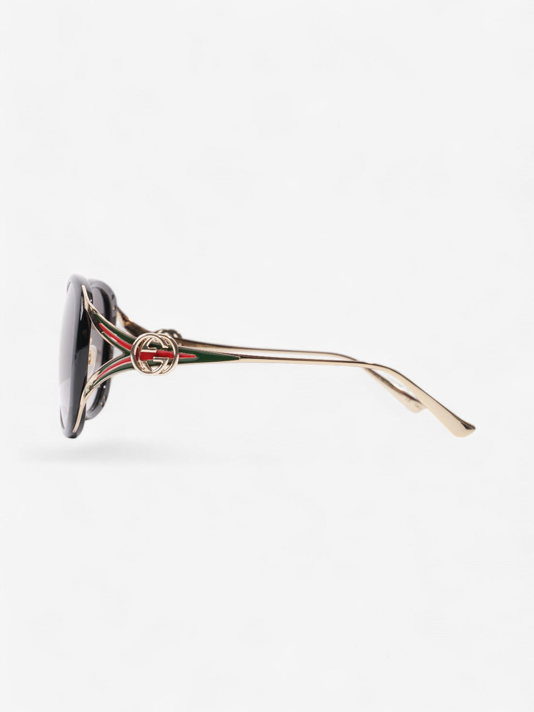 Gucci CS Web Sunglasses Black / Gold / Green Acetate 130mm