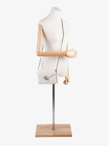 Gucci CS Marmont Chain Wallet White Matelasse Leather