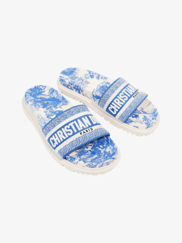 Christian Dior Dway Slides White / Blue Canvas EU 38 UK 5