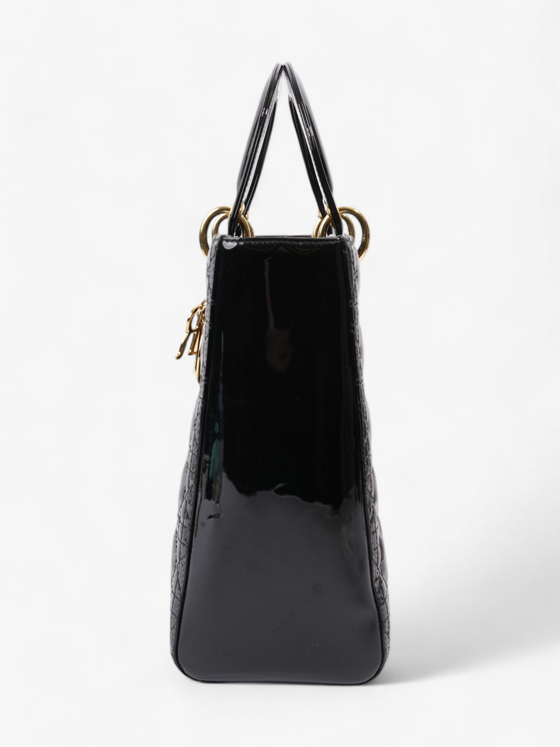 Christian Dior Lady Dior Black Patent Leather Large