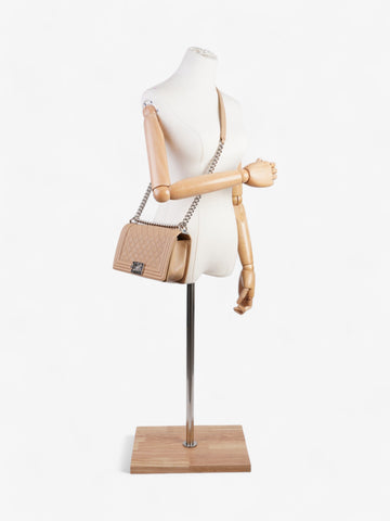 Chanel Boy Bag Beige Caviar Leather Medium