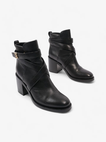 Burberry Platform Ankle Boots Black / Gold Leather EU 38.5 UK 5.5