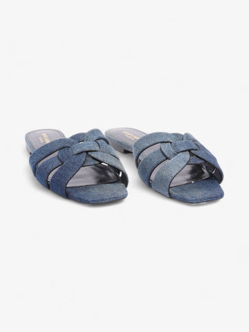 Saint Laurent Nu Pieds Denim Sandals  Blue  Denim EU 37.5 UK 4.5