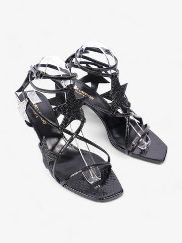 Saint Laurent Ayers Lacquer Stars Heels 60 Black / Silver Sequins  Leather EU 40 UK 7