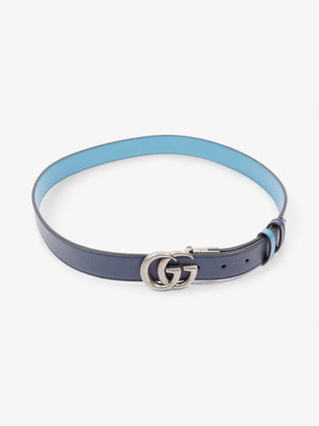 Gucci CS Marmont Thin Reversible Belt Navy / Aqua Blue Leather 95cm 38"
