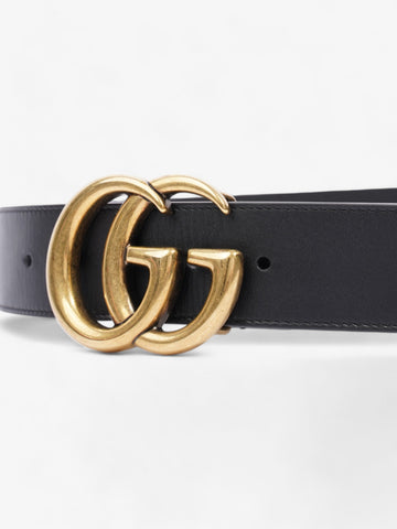 Gucci CS Marmont 2015 Re-Edition Wide Belt Black / Gold Leather 80cm / 32"