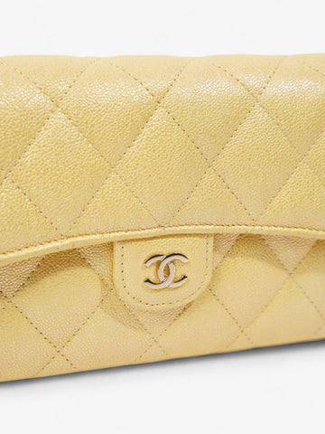 Chanel Classic Flap Bifold Wallet Yellow Caviar Leather